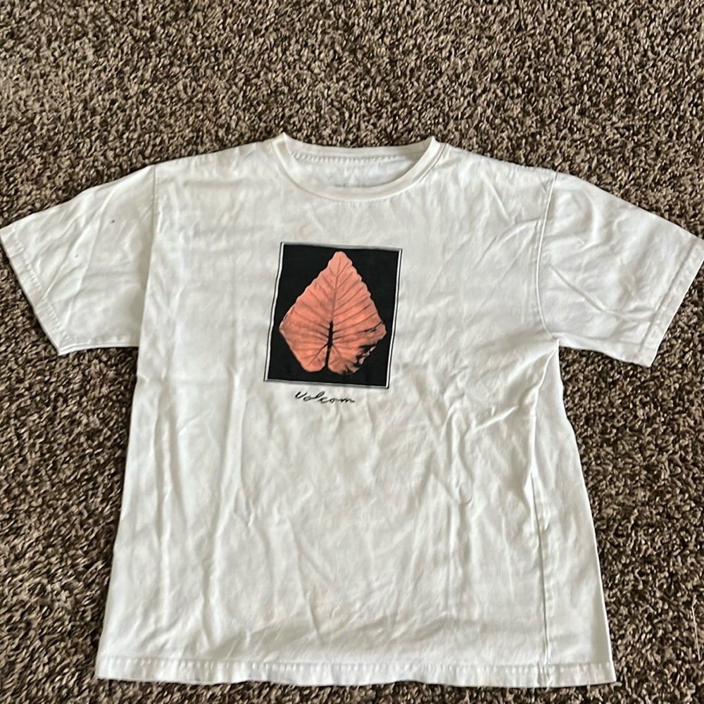 Volcom | White Tee With Black And Pink Design On The Front